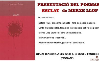 Presentación POEMARIO «Esclat» de Merche Llop y recital de Poesía